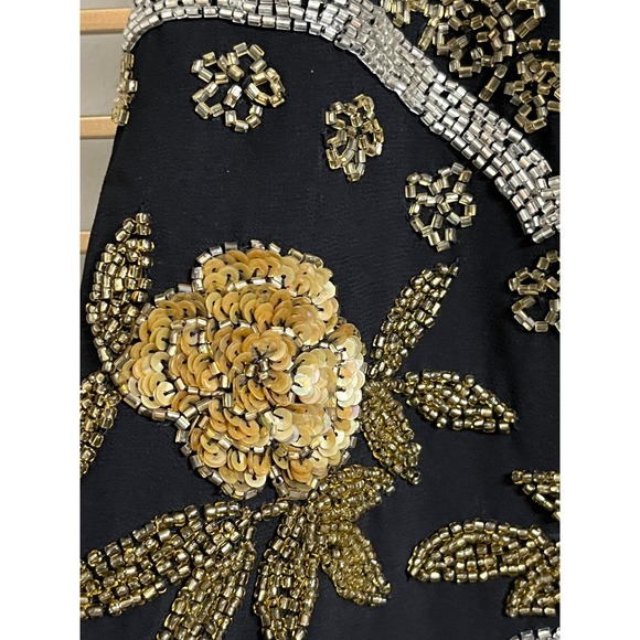 Nasty Gal Beaded Fringe Mini Skirt Party Festival Embellished Black Size S - Picture 7 of 11